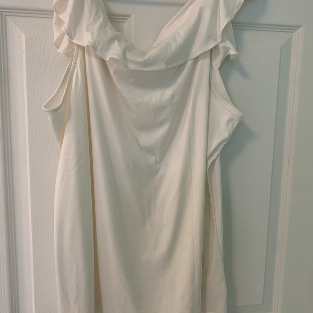 Ann Taylor new with tags XL flutter sleeveless cream top.